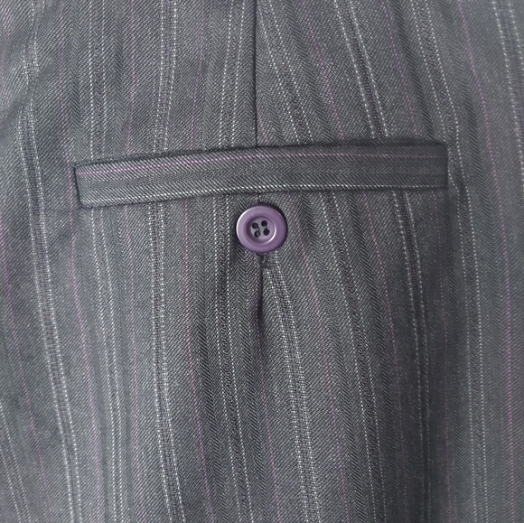 Chadwick's grey purple white pinstripe pleated front dress pants. Size 8P - Picture 8 of 9